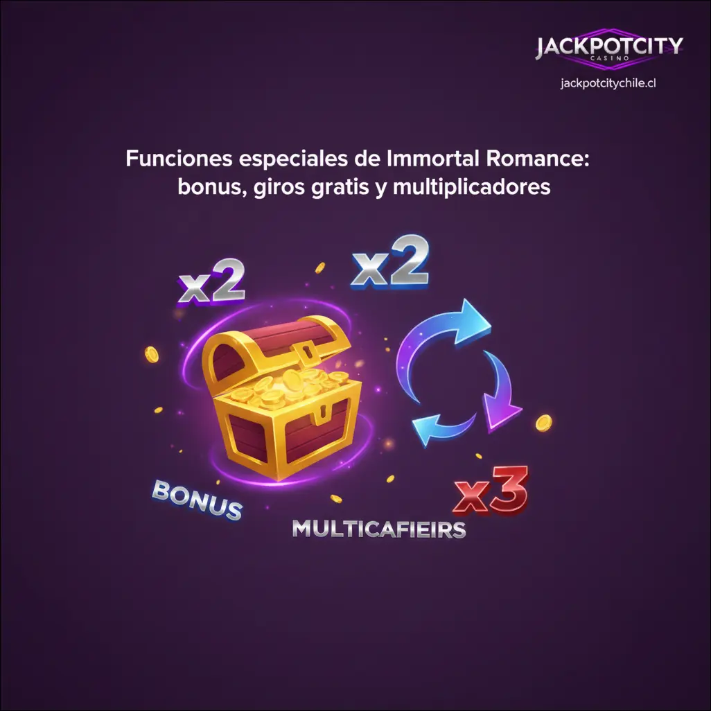 Funciones especiales de Immortal Romance: bonus, giros gratis y multiplicadores