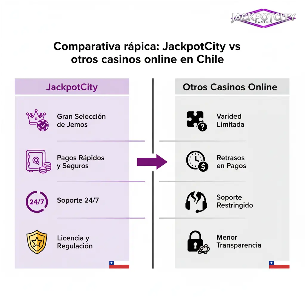 Comparativa rápida: JackpotCity vs otros casinos online en Chile